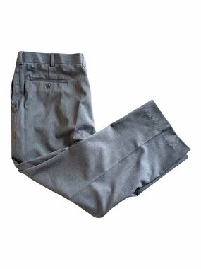 David Taylor Men’s Charcoal Dress Pants 40x30 Pleated Polyester Blend